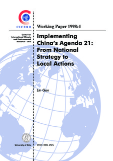 Cicero Research Archive Implementing China S Agenda 21 From National Strategy To Local Actions